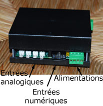 Vue de la ZIP côté entrées capteurs. Carte ZIP Interface-Z côté capteurs.
