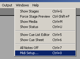 Configuration Midi en Isadora.