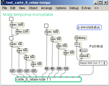 Test de relais avec des Control Change Midi.