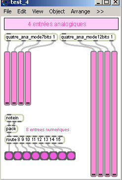 Visualisation des données en provenance d'une carte 4 entrées analogiques en Midi.