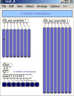 Visualisation des données en provenance d'une carte 8 entrées analogiques en Midi.