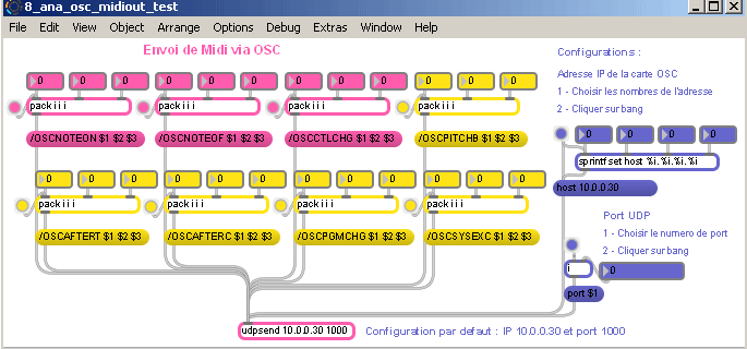 Envoi de messages Midi via OSC.