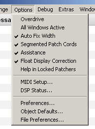 Configuration Midi en MaxMSP.