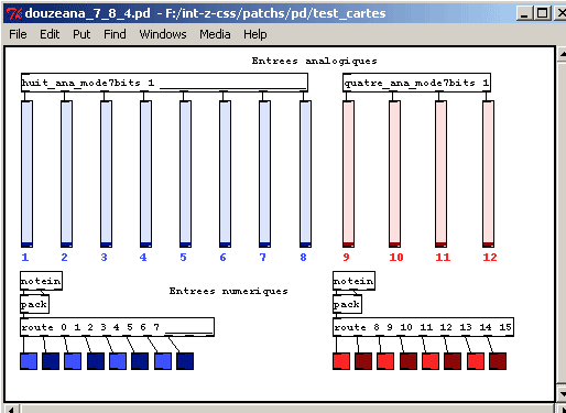 Visualisation des données pour 12 capteurs analogiques et 16 tout ou rien.