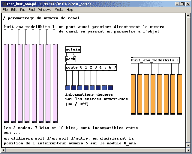 Patch huit analogiques utilisant les patches de test en invocation.