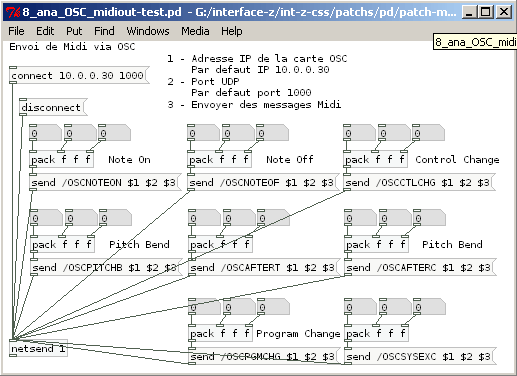 Messages Midi sortant via Open Sound Control