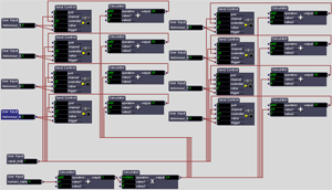 Patch pure-data pour carte 2 servomoteurs 4 lampes.