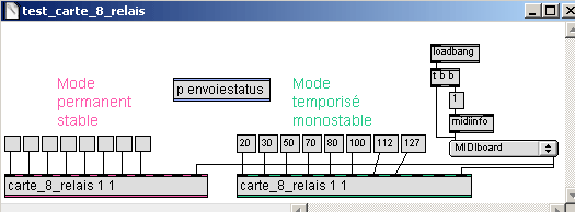 Patch Max 4.3 de pilotage de 8 relais.