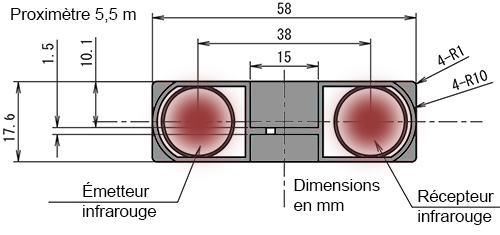 Dimensions du GP2Y0A710K0F
