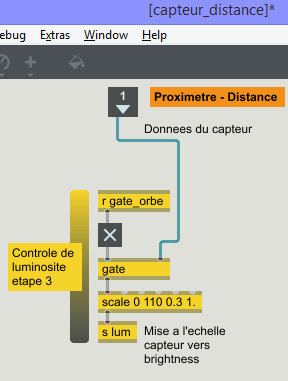 Dispositif interactif en Max - Capteur de distance - Sous-patch