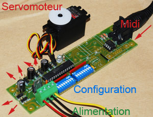 Commande de 8 servomoteurs par Interface-Z. Carte de pilotage de 8 servos.