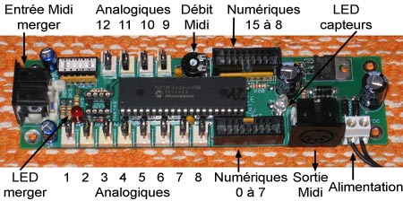 Interface 12 capteurs analogiques / 16 numériques.